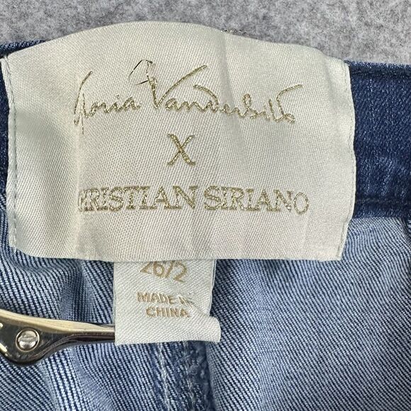 Gloria Vanderbilt X Christian Siriano Jean Shorts 26/2 Severn Patchwork Pleated - Picture 9 of 12